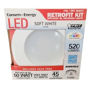 Conserve Energy LED Retrofit Kit Feit Electric 4in Recessed Soft White 520 Lumen